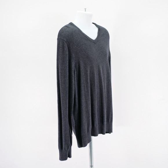 Eddie Bauer Large Tall Cotton Cashmere V-Neck Gray Sweater - Picture 6 of 8